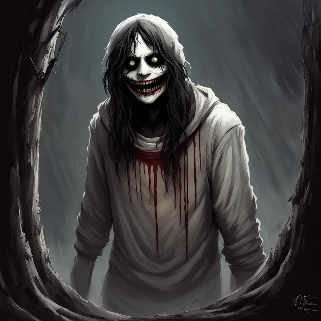 Terrifying Horror Character in Engraving Style