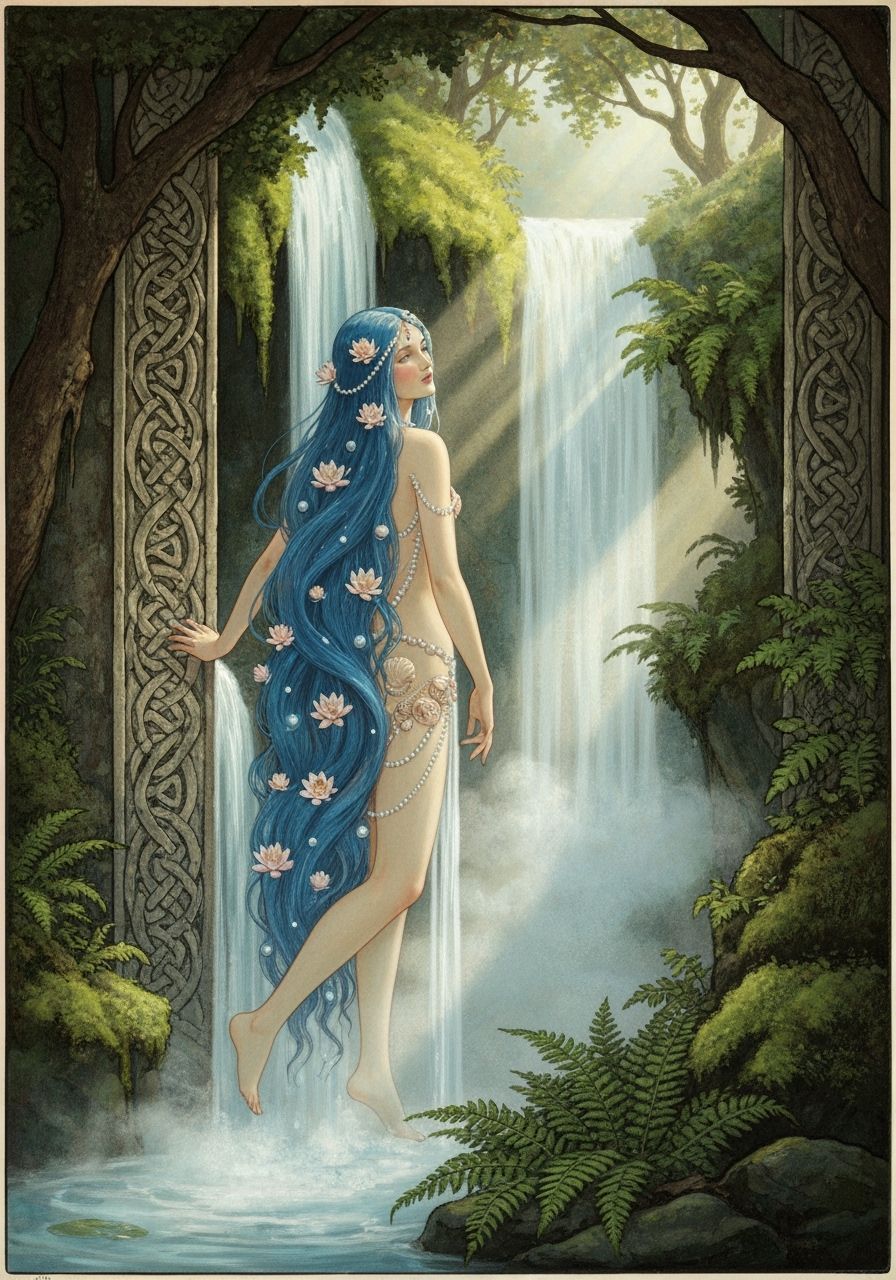 Celtic Water Nymph in Pre-Raphaelite Style