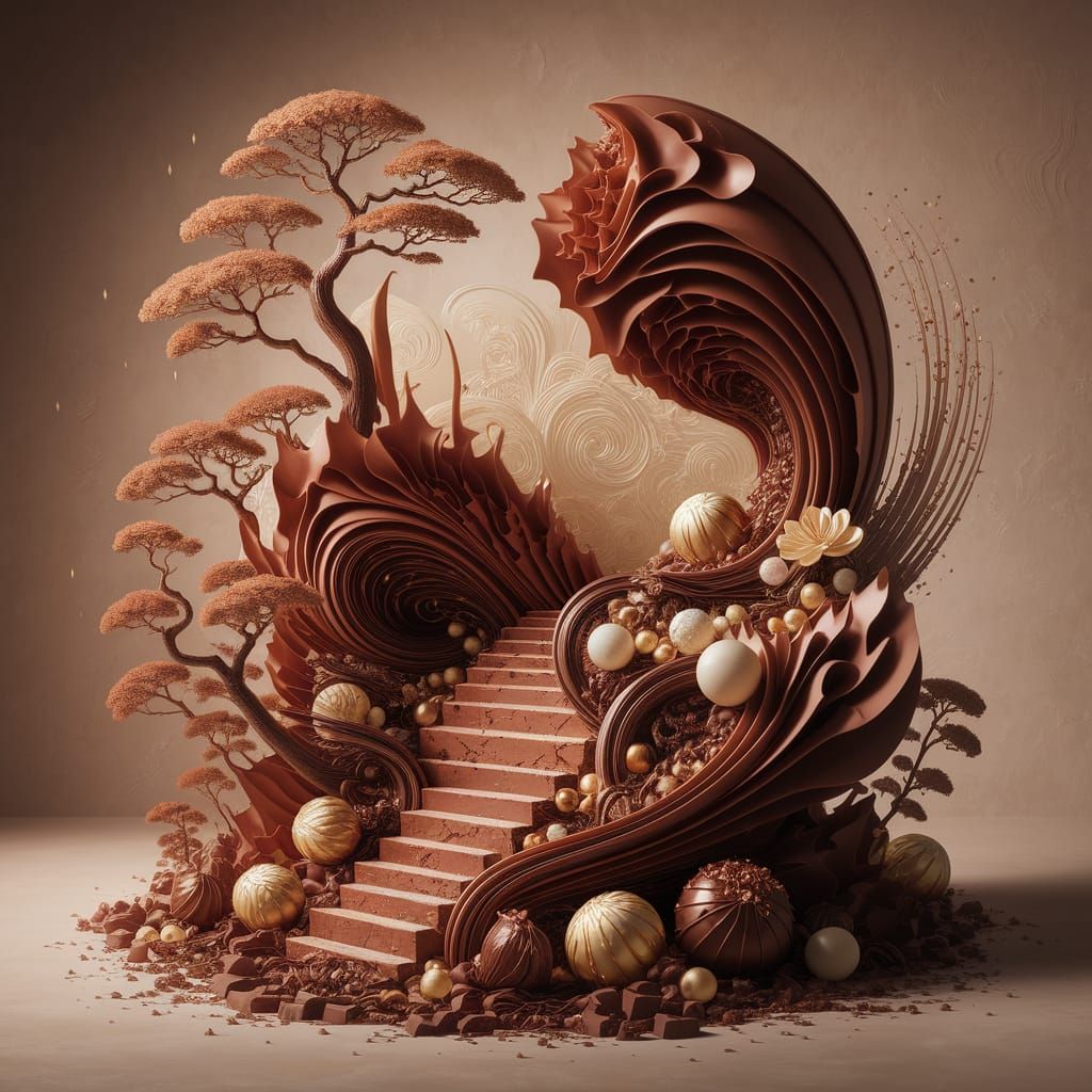 Chocolate Fantasy Sculpture in Art Deco Style