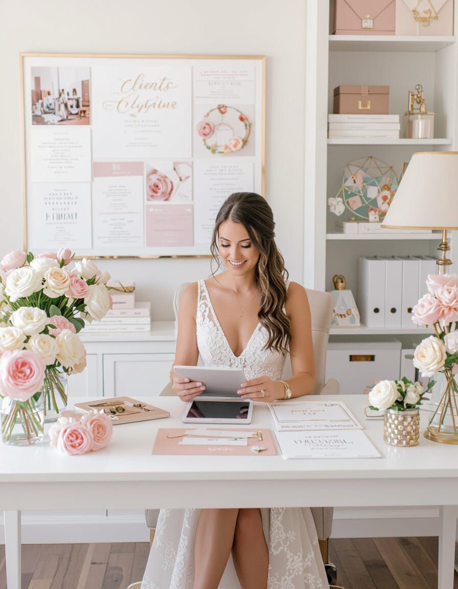 Elegant Wedding Planner's Office in Photorealistic Style