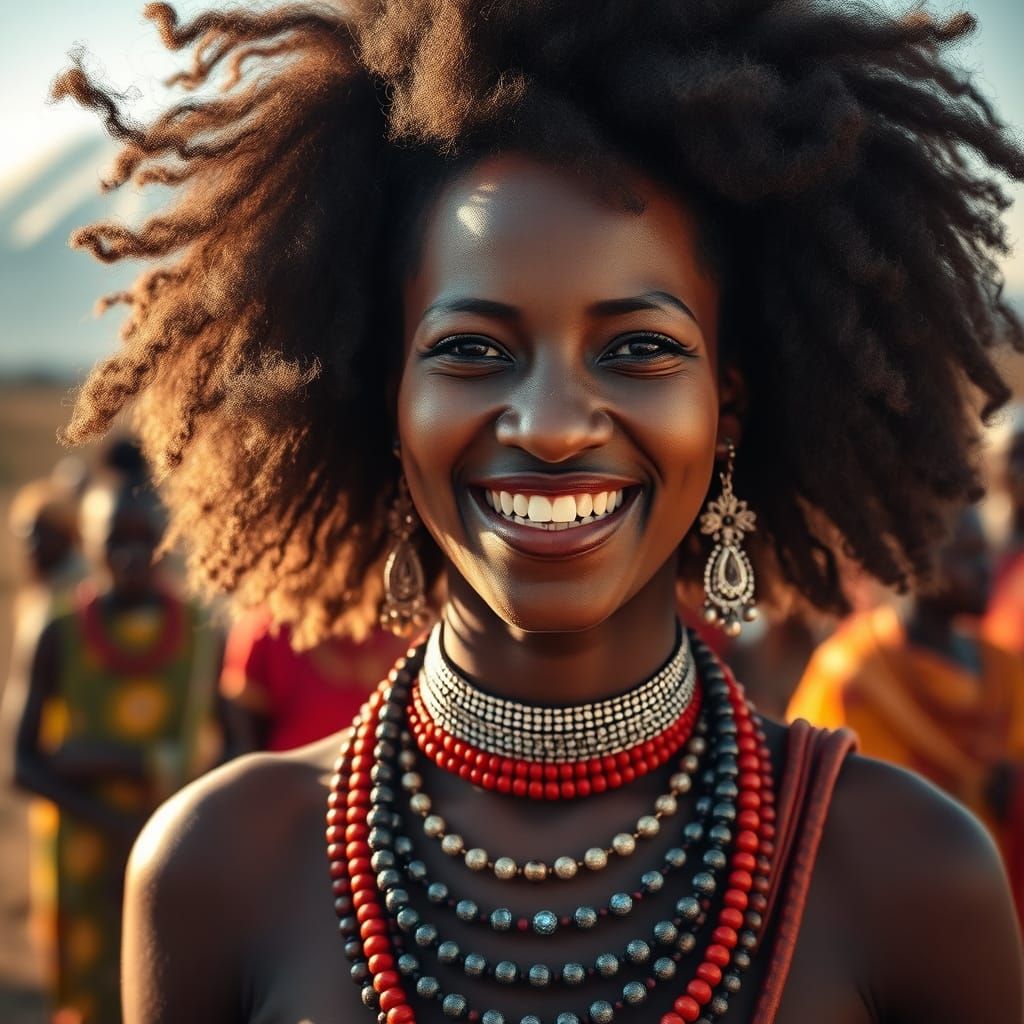 Tanzanian Tribal Princess in Vibrant Maasai Village