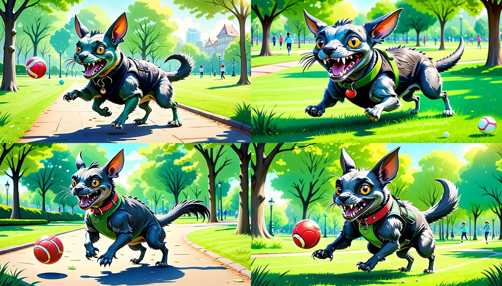 Cute Chupacabra Pet Playing Ball, Anime Style