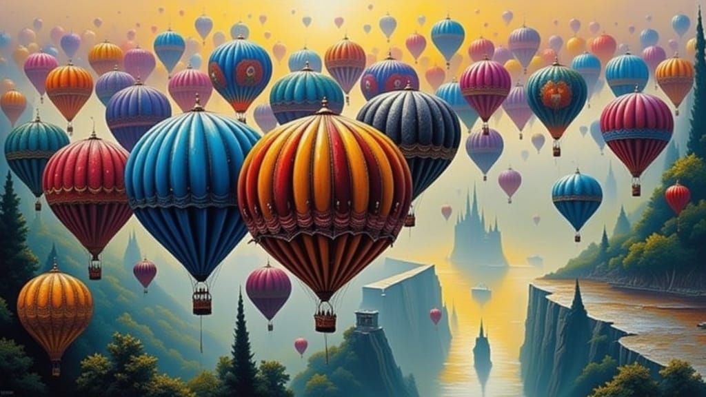 Ethereal Neon Cityscape at Sunset with 99 Luftballons Drifti...