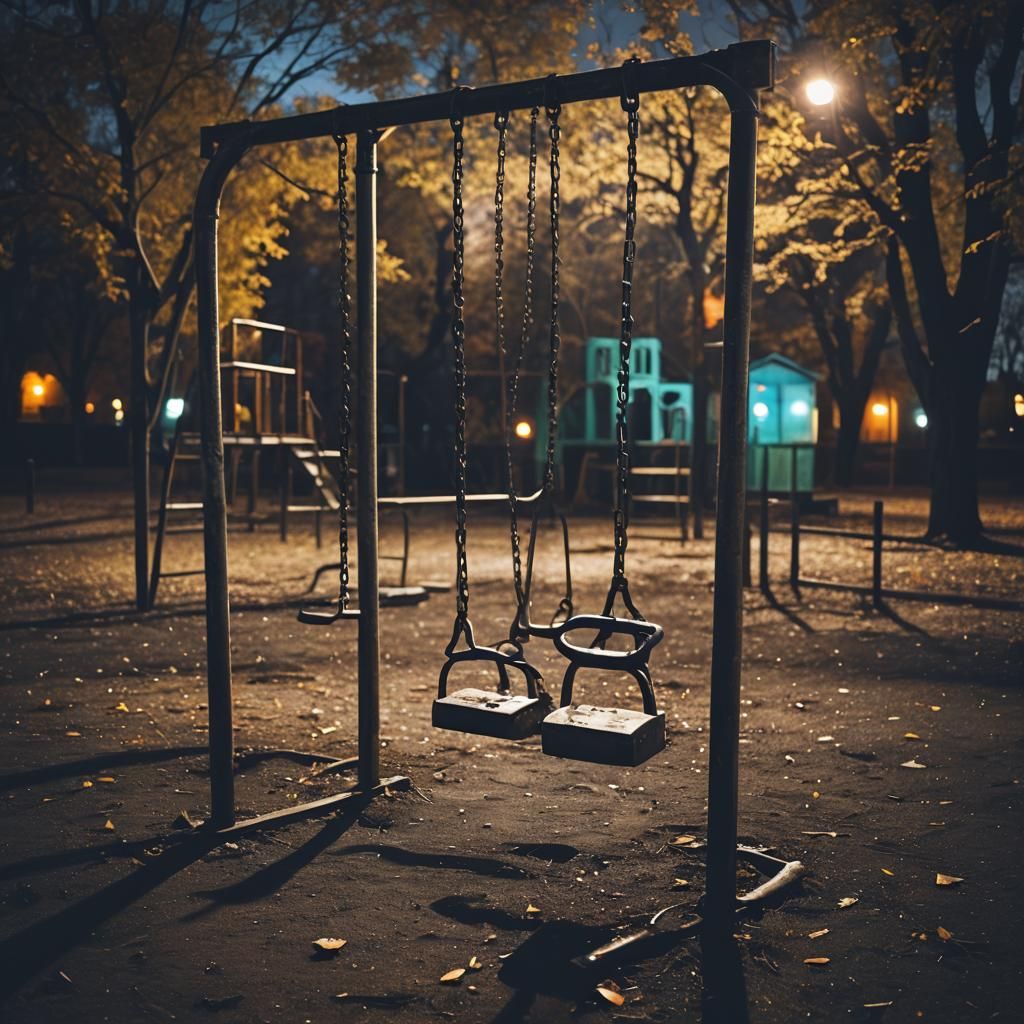 Eerie Abandoned Playground in Liminal Surrealism Style