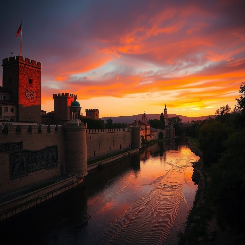 Alcazar de Segovia at Sunset in Cinematic Style
