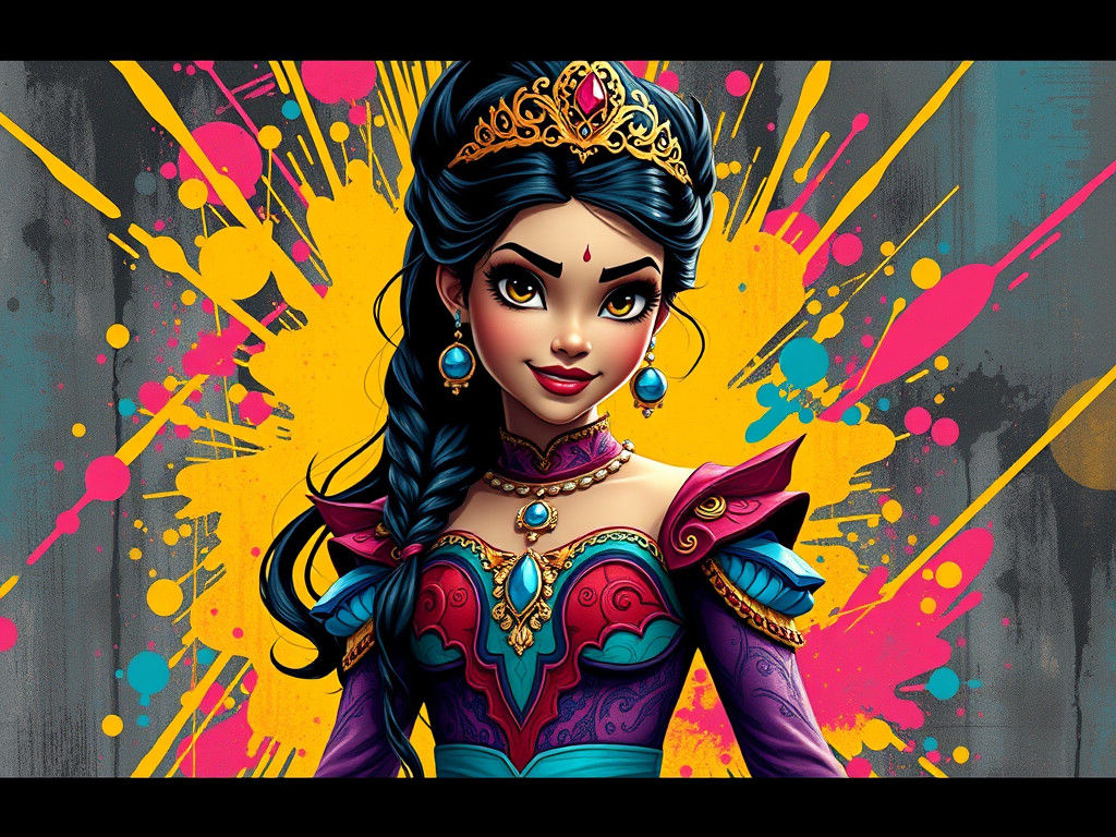 Warrior Princess in Graffiti Art Style