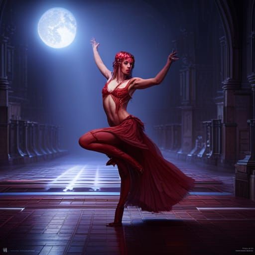 Dark Fantasy Dancer, Hyperdetailed Art Nouveau Style
