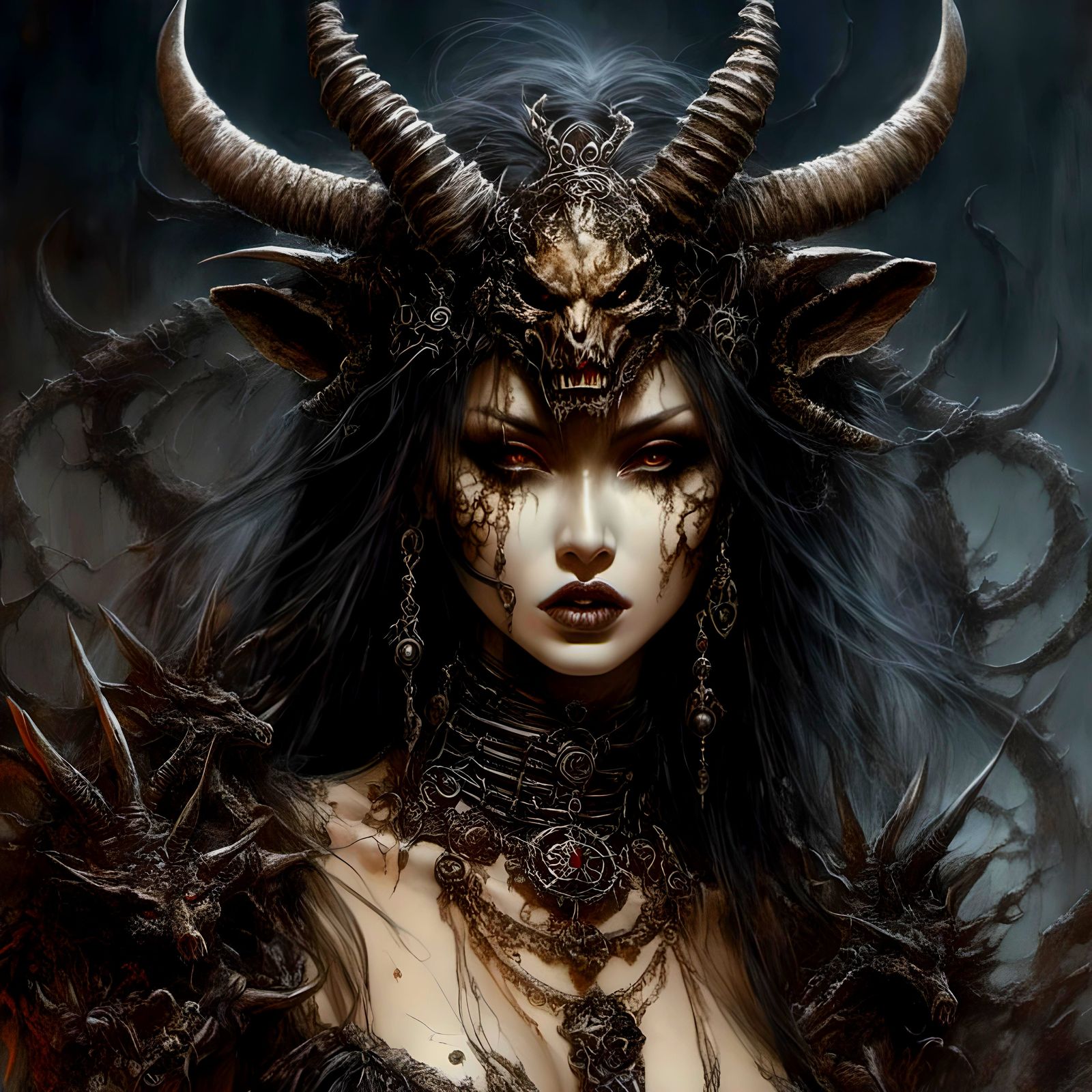 Japanese Devil in Dark Fantasy Art Style