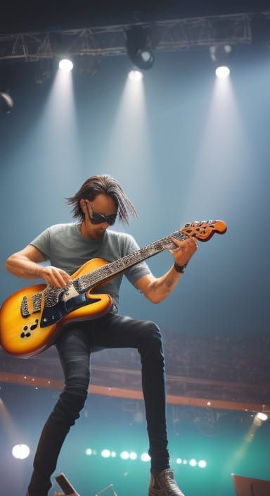 Telecaster Guitar on Stage in Spotlight - Ethereal Glow