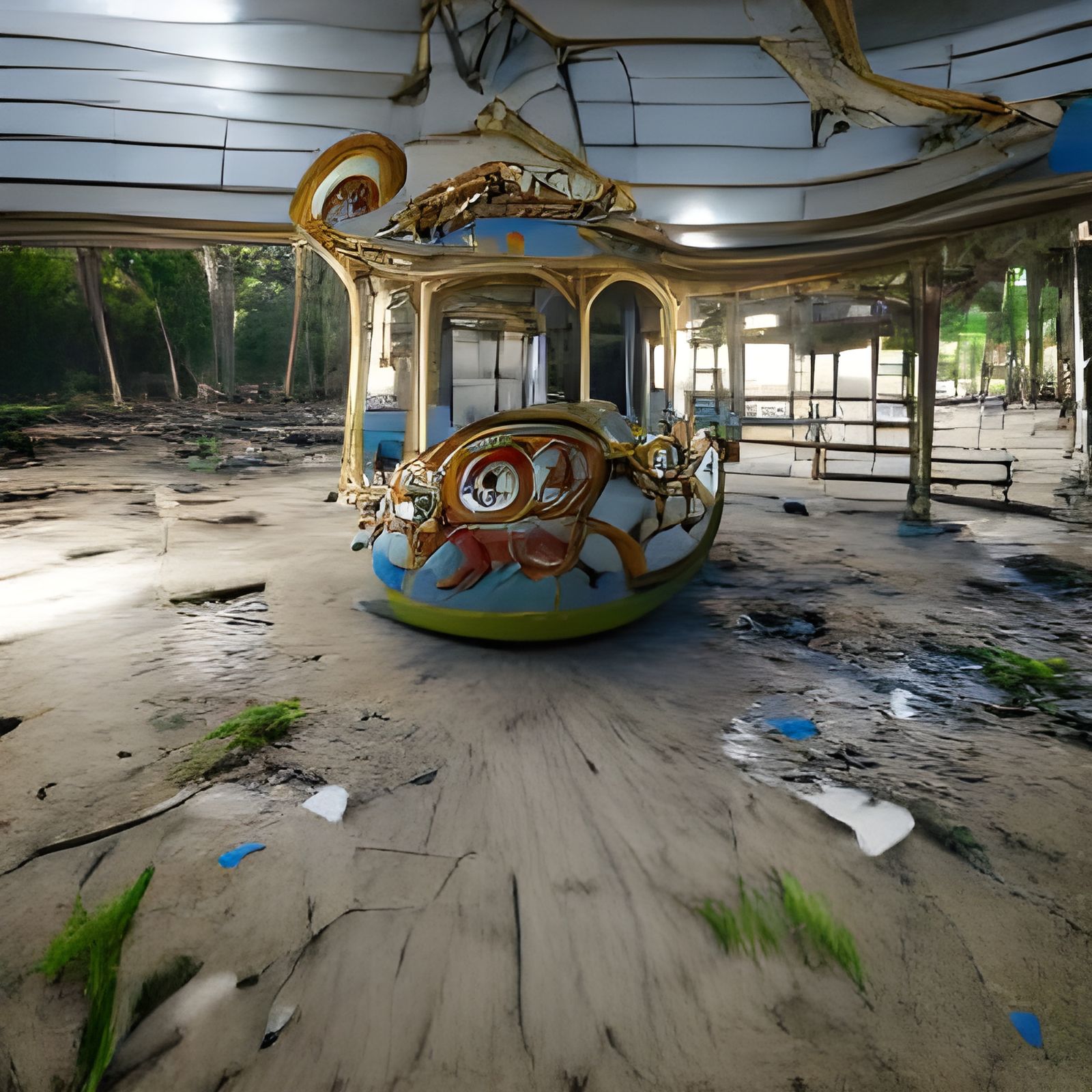 Abandoned Carousel in 8K 3D Rendering