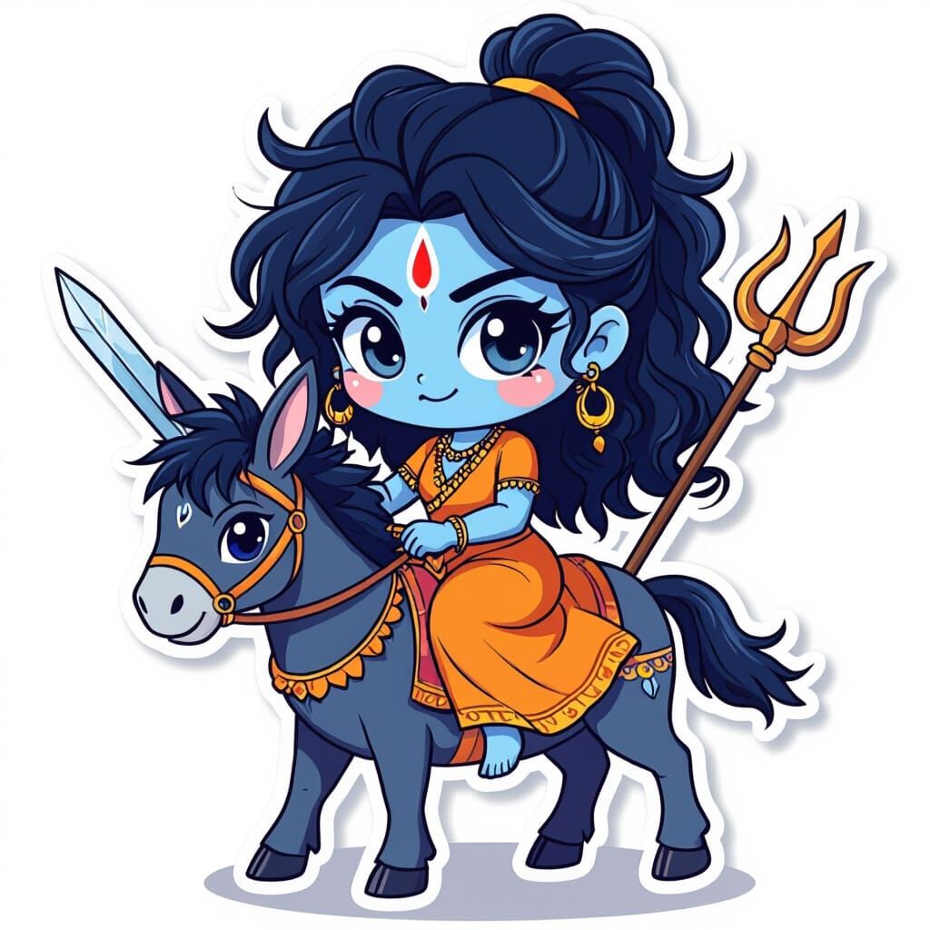 Kawaii Chibi Goddess Kalaratri Sticker Design