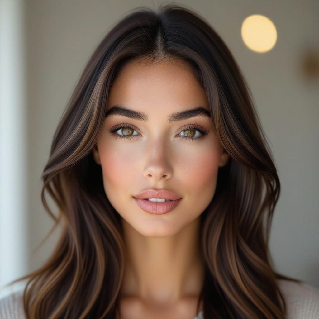 Photorealistic Portrait of Woman with Cool Brown Hair