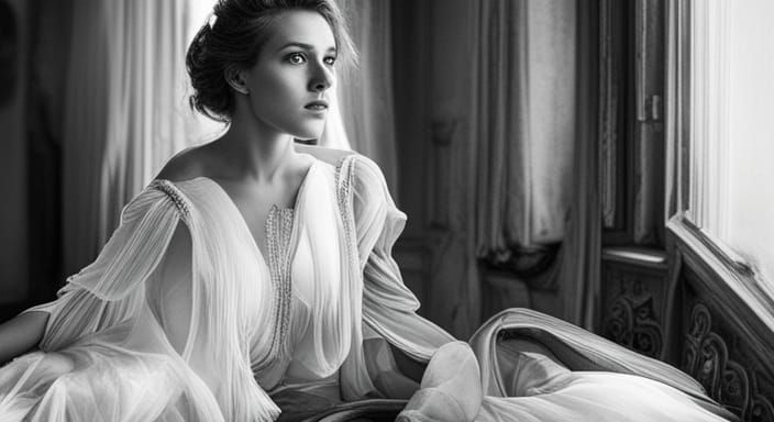 Ethereal Lady Apparition in Sepia-Toned Photograph Style