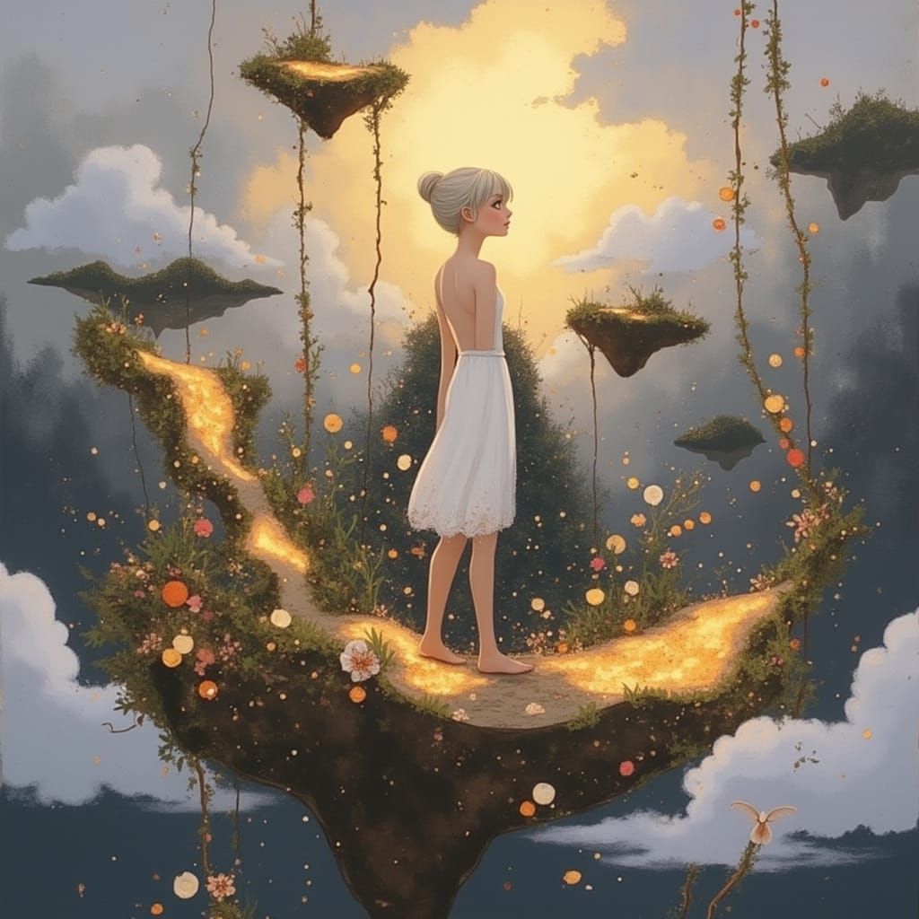 Whimsical Woman in Bioluminescent Forest Digital Matte Paint...