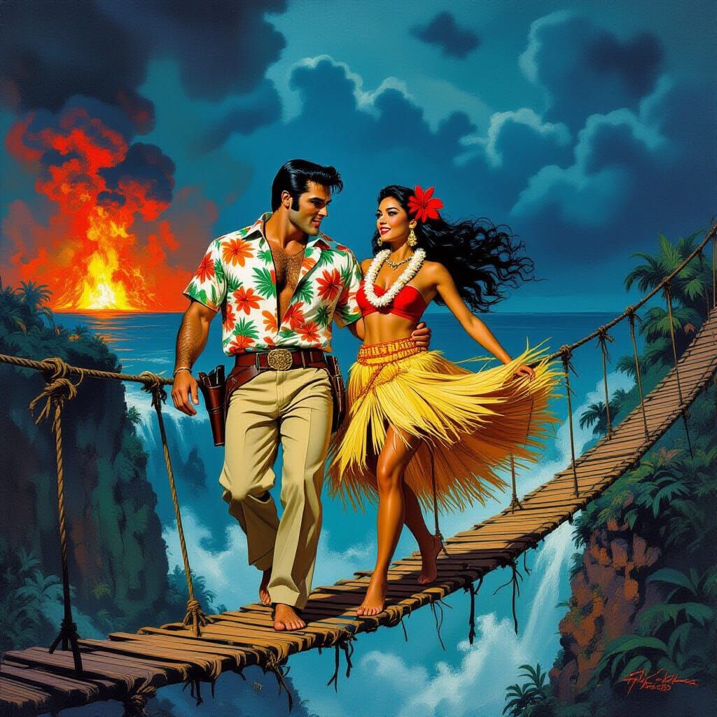 Elvis as Indiana Jones Pulp Adventure