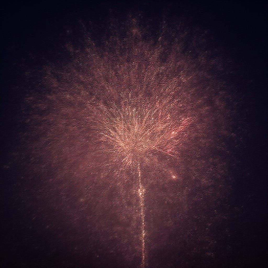 Vibrant Fireworks Exploding in Night Sky Photograph