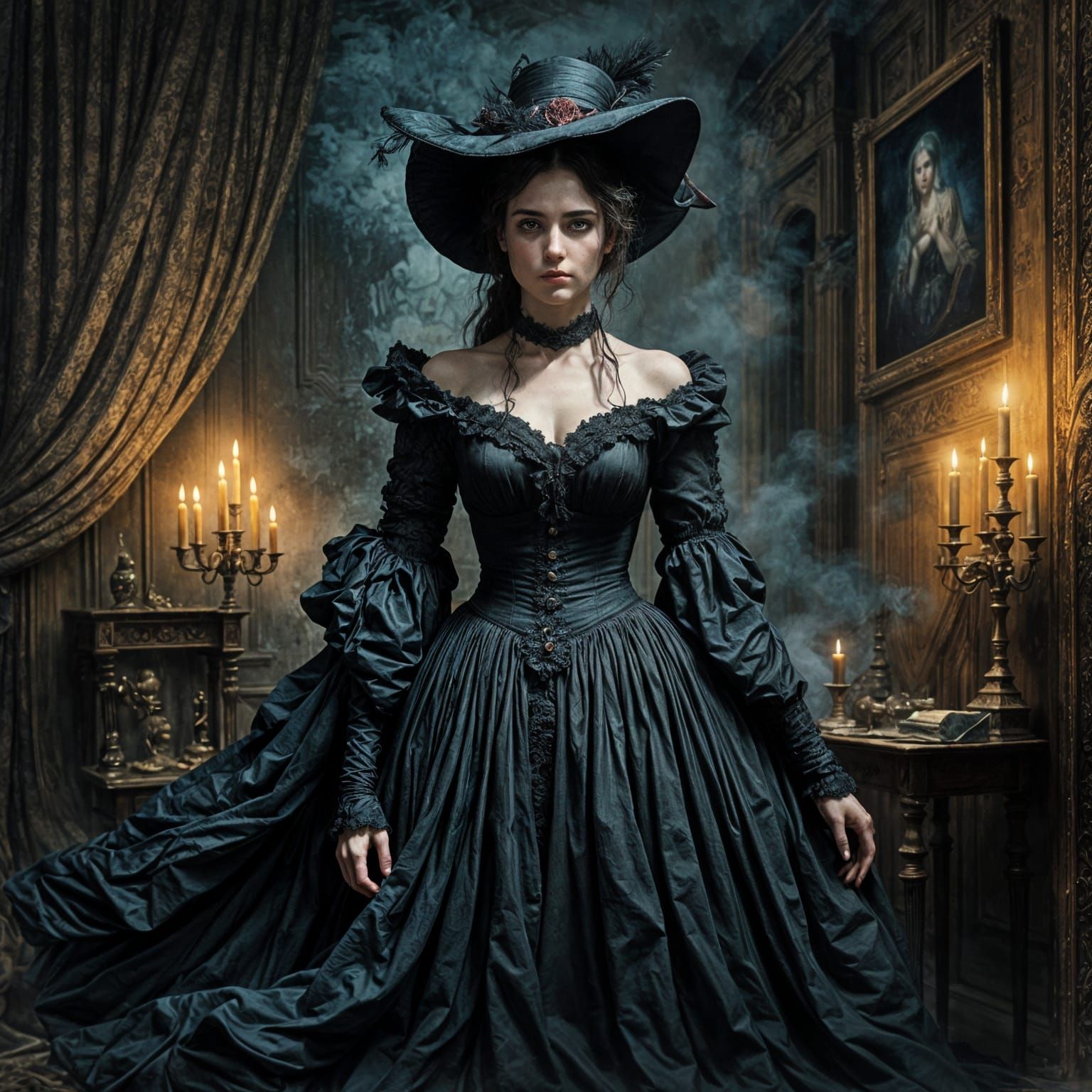 Pale Noblewoman in Haunted Victorian Hall
