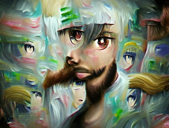 portrait of a anime man with a beard