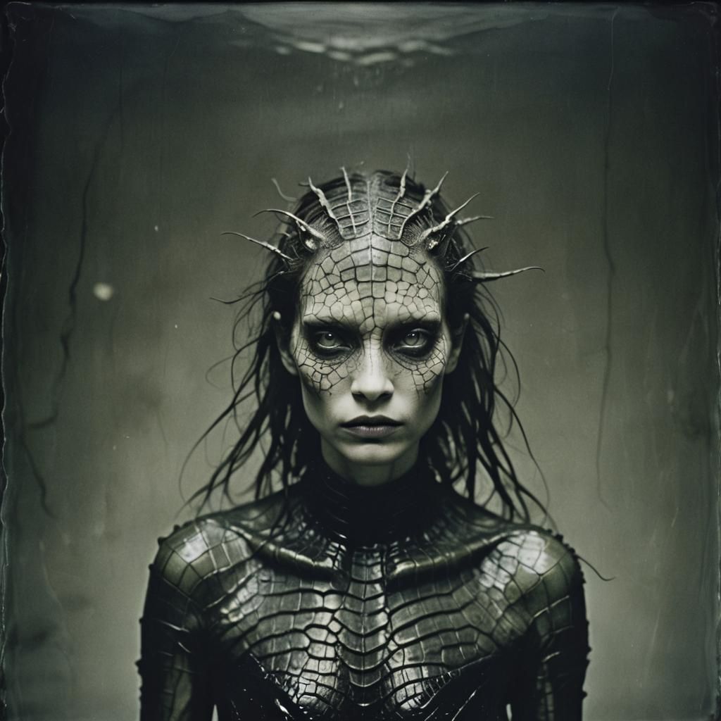 Bioluminescent Alligator in Creepy Punk Sewer, Psychedelic A...