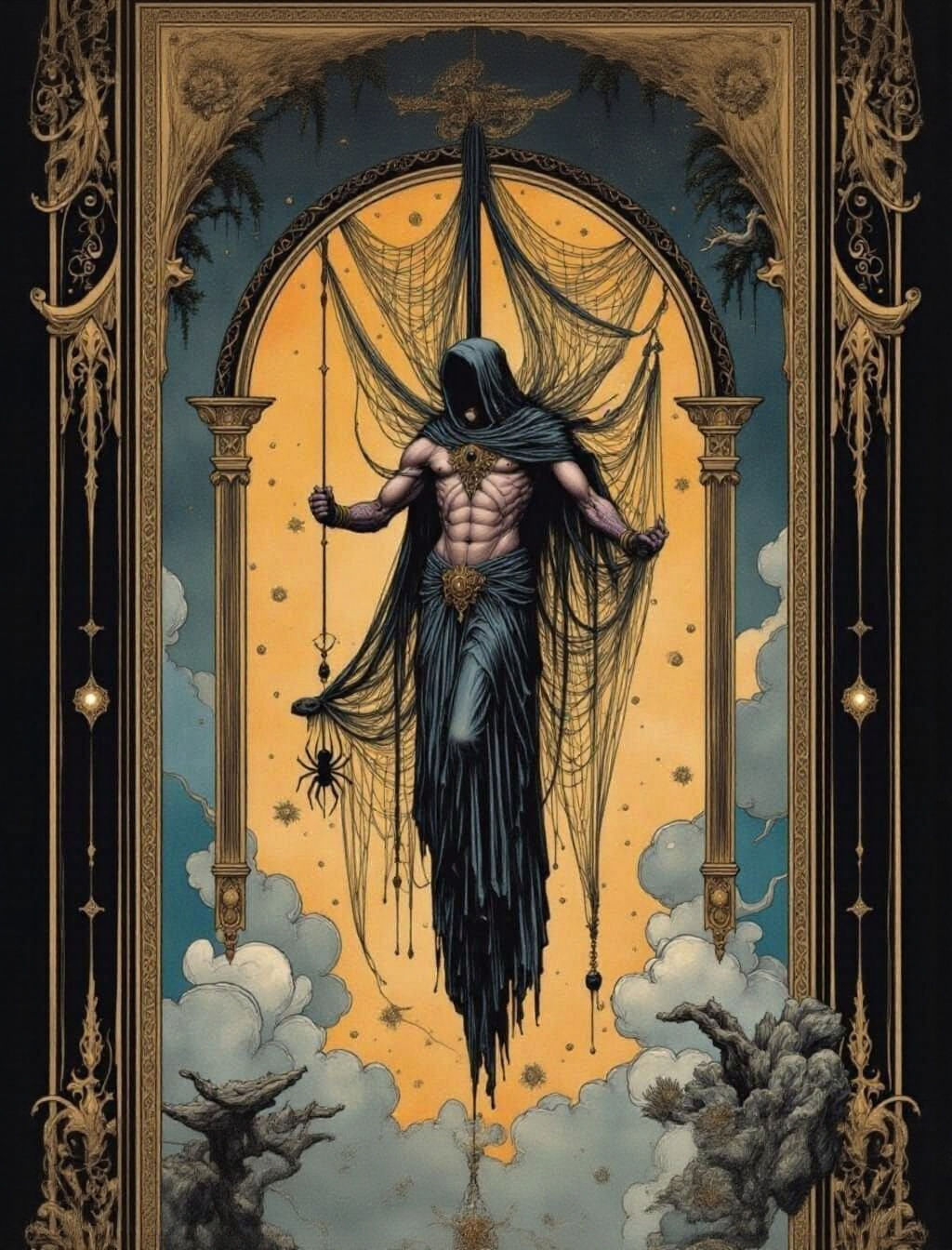 The Hanged Man Tarot Card in Mystical Style