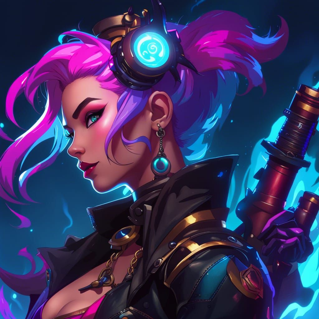 Jinx in Post-Apocalyptic Synthwave Style