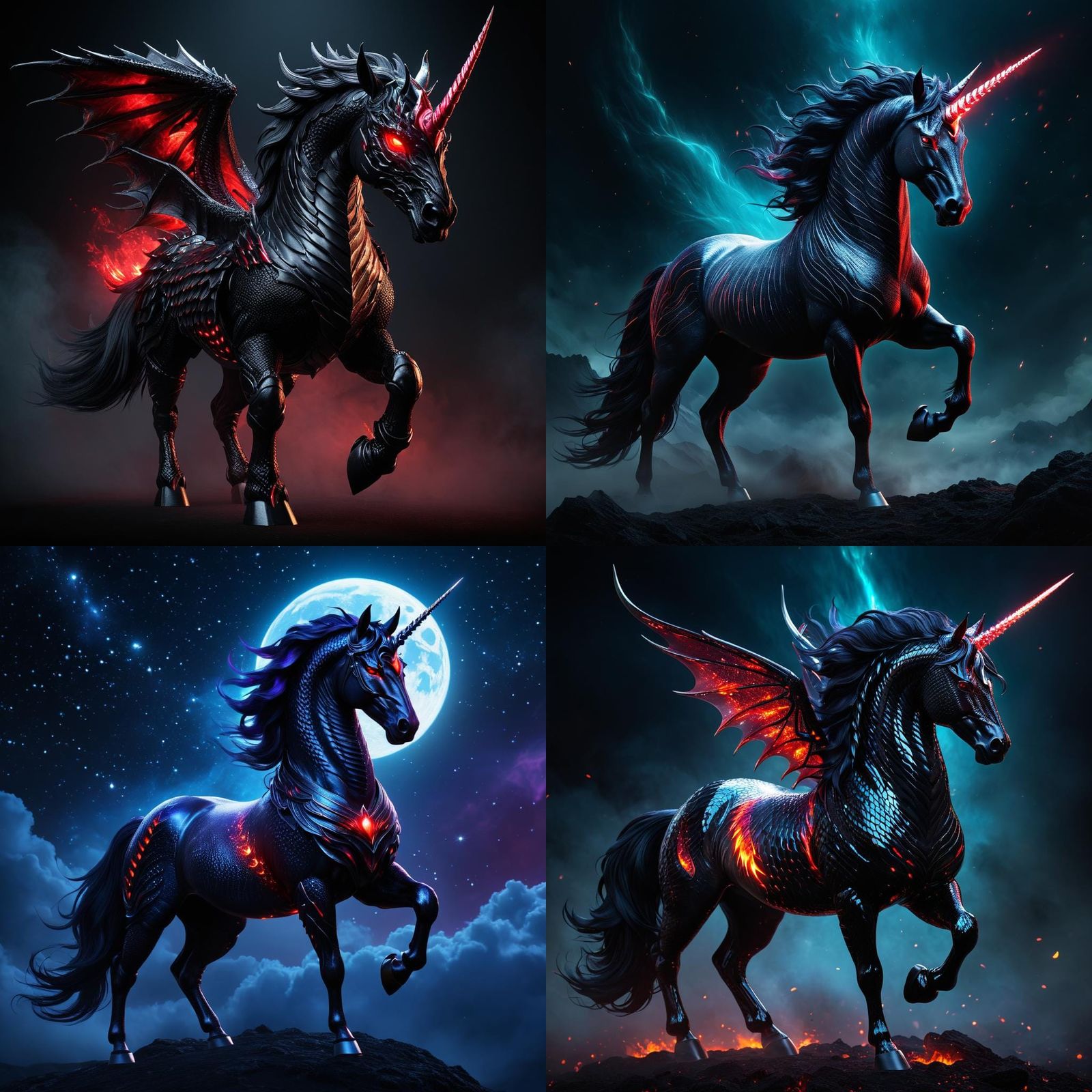 Black Unicorn with red eyes