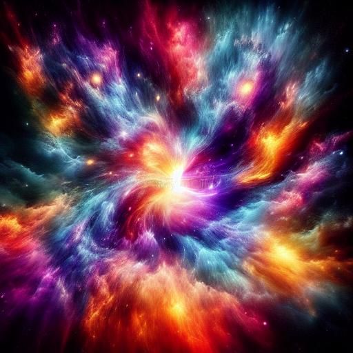 Cosmic Dragon of Light in Space: Mixed Media Art