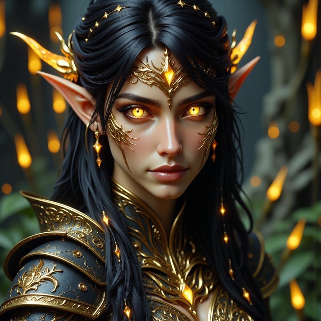 Glowing-Eyed Elf Beauty: Fantasy Portrait