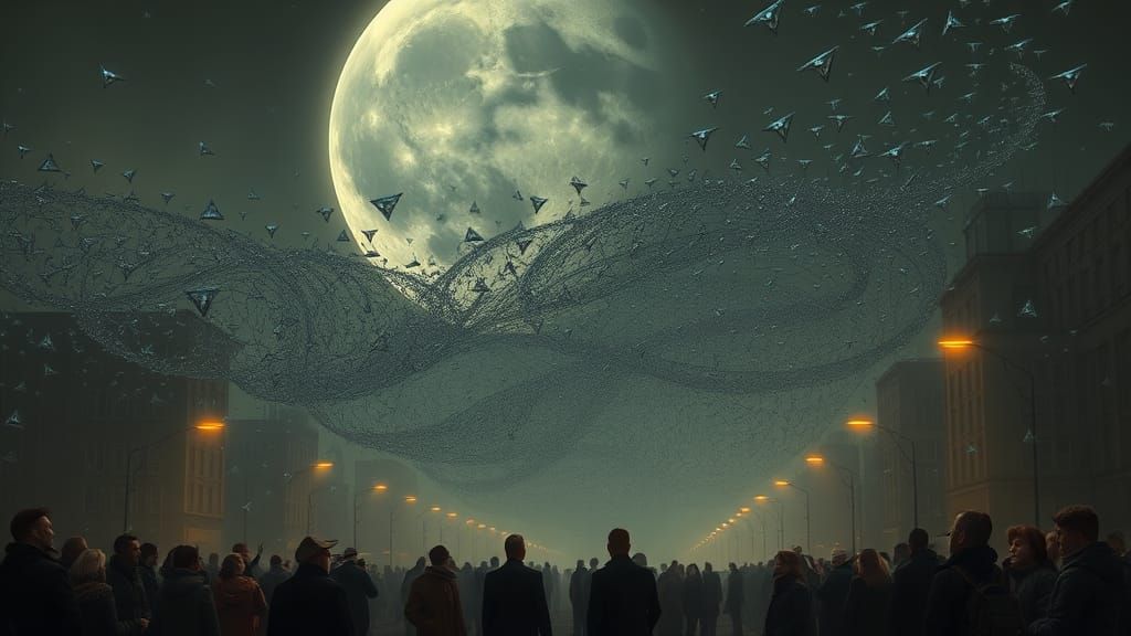 Cosmic Invasion in a Dystopian Cityscape