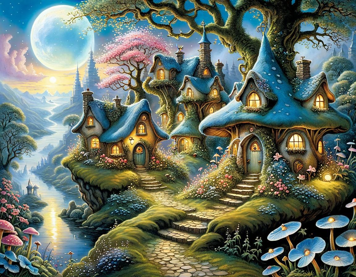 Magical Fairy Village with Glittering Lights