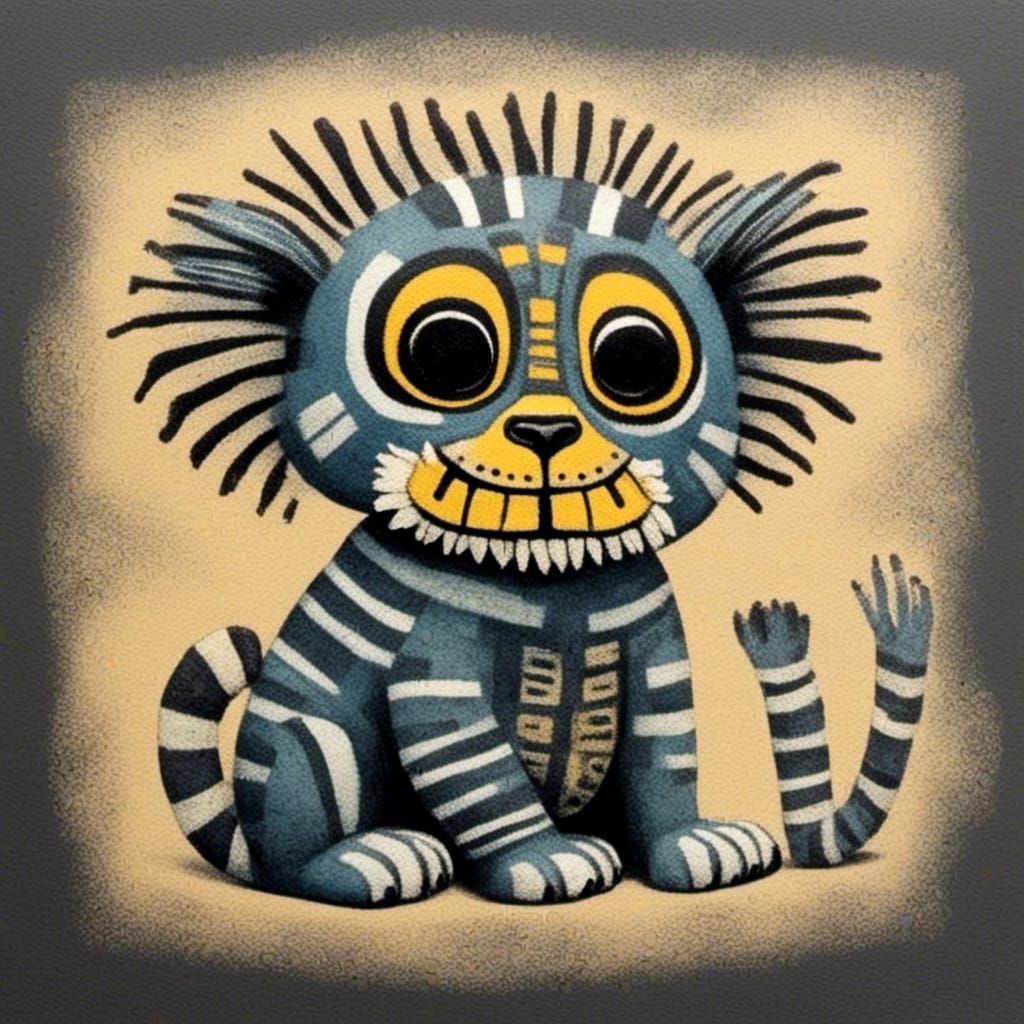 Lion King in the Style of Dubuffet Dolls