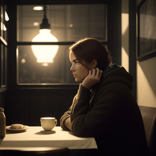 Cozy Cafe Scene in Warm, Cinematic Lighting