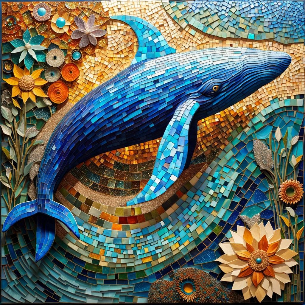 Mosaic Blue Whale