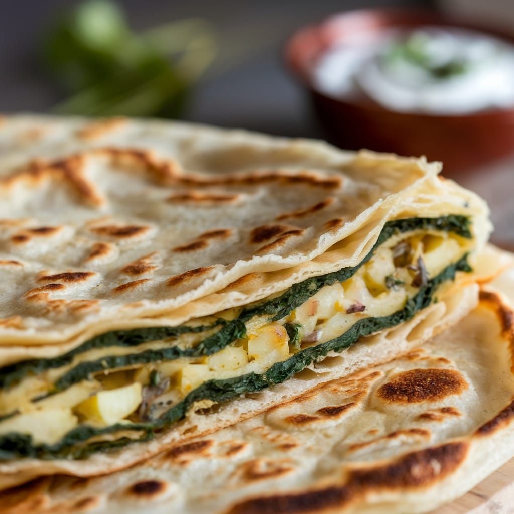 Traditional Afghan Flatbread Stuffed with Vegetables