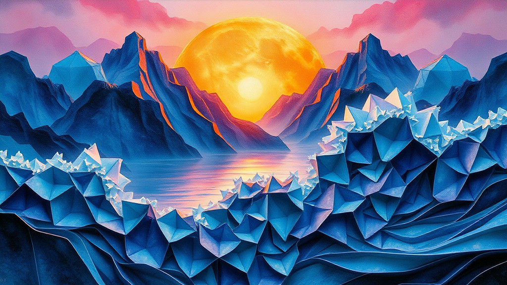 Holographic Origami in Watercolor Style