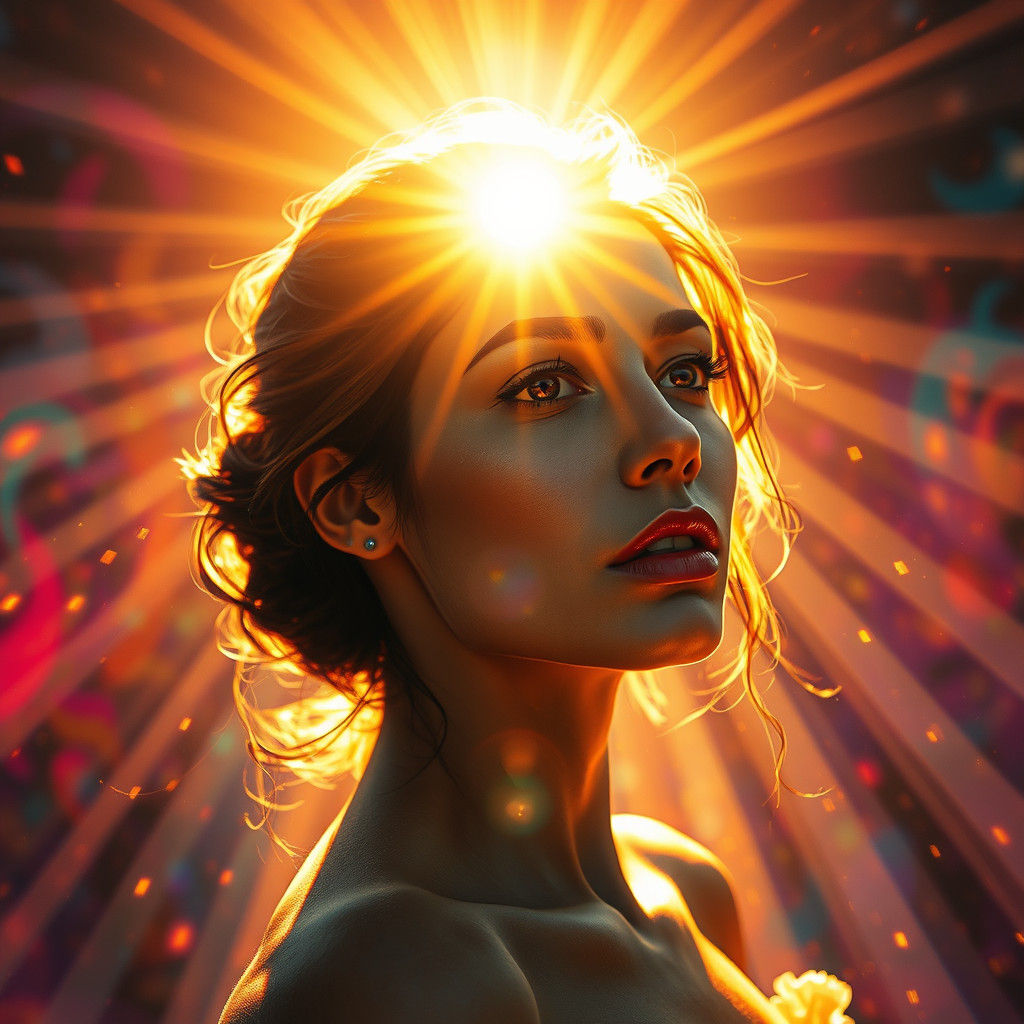 Radiant Woman in Hyperrealistic Splash Art Style