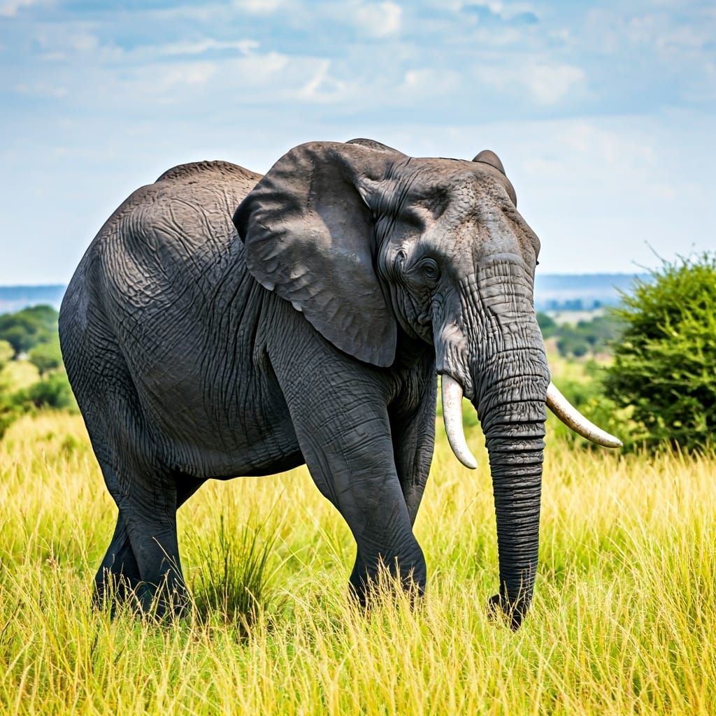 Blue Elephant Roaming the African Savannah