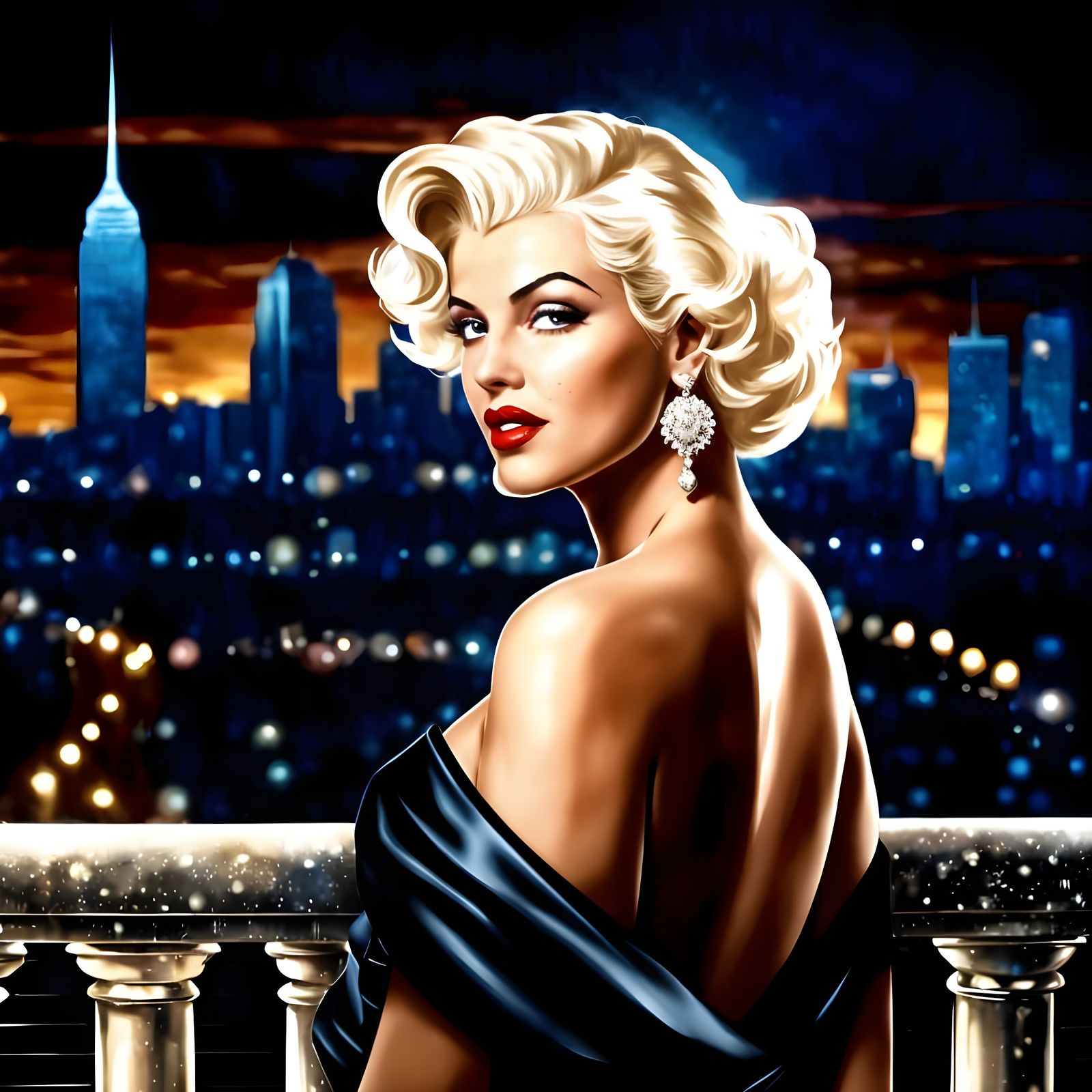 Elegant Woman in Evening Gown, Photorealistic Portrait