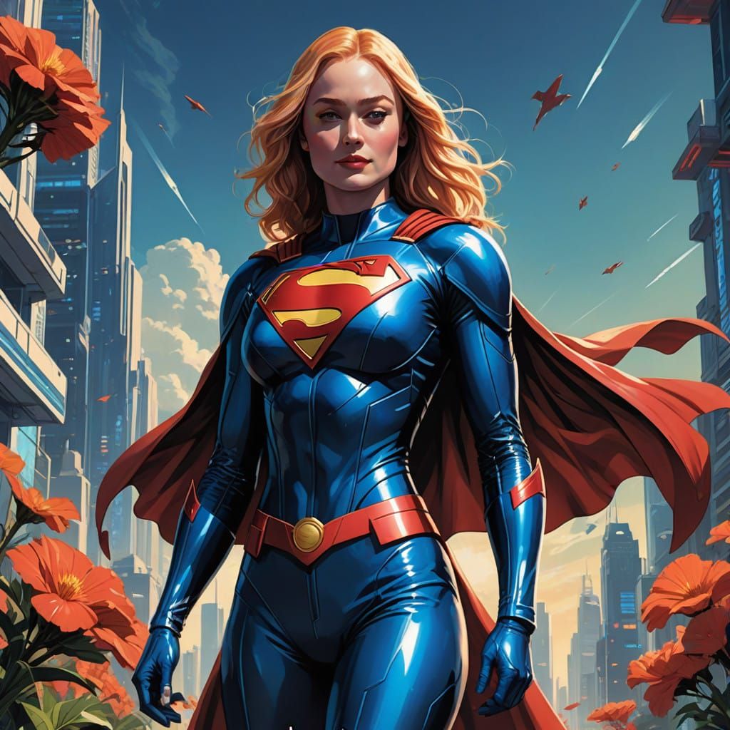 Empowered Heroine in Futuristic Comic Book Style