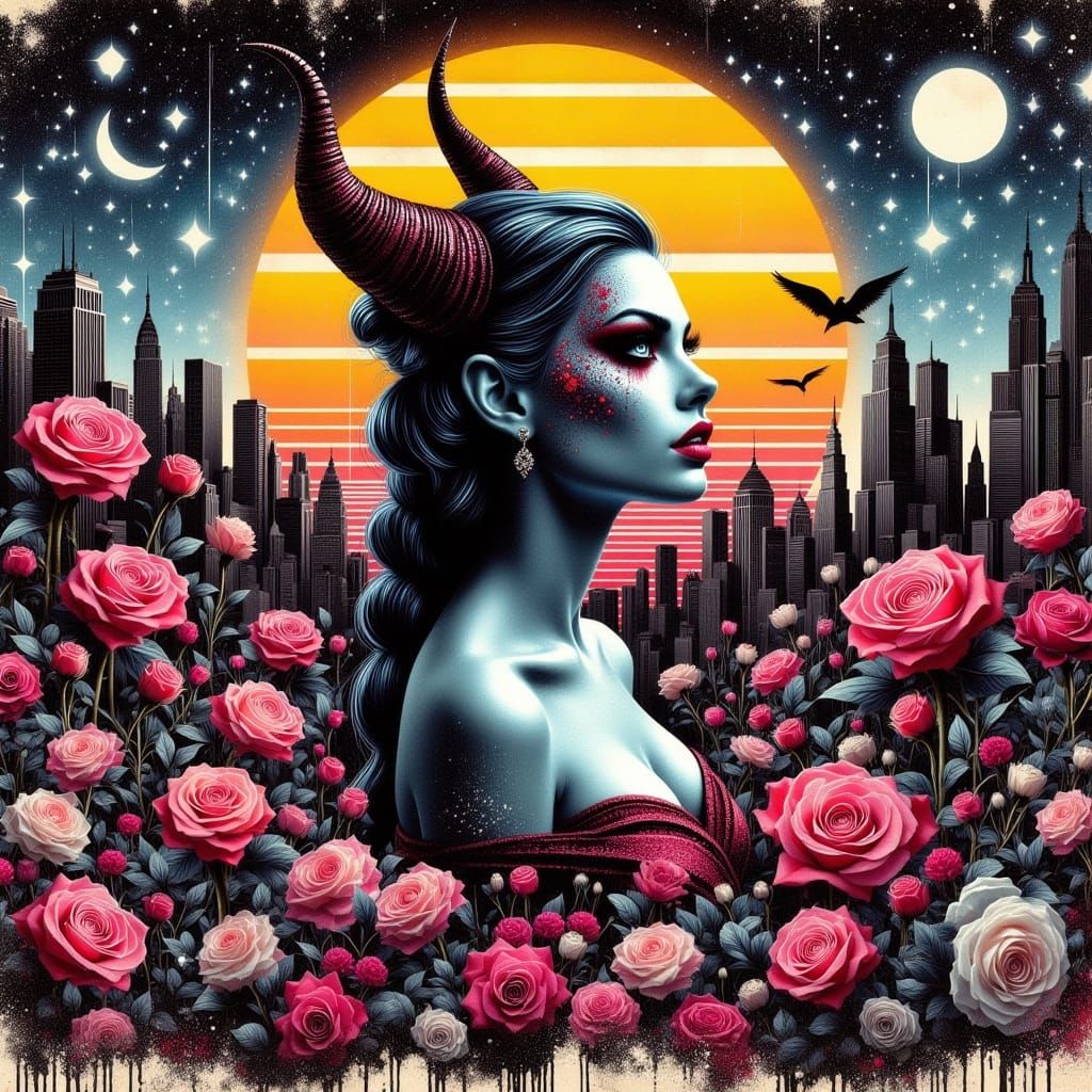 Whimsical Pop Surrealism Scene at Sunset