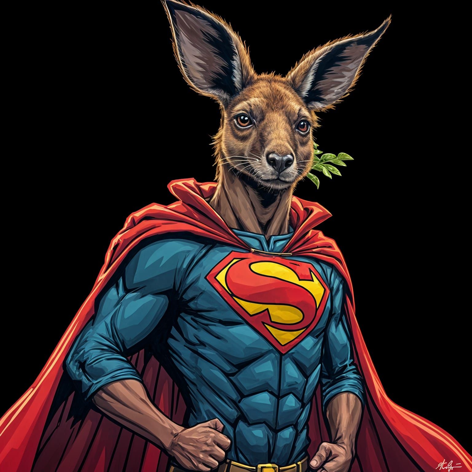 Kangaroo in a Superhero Cape