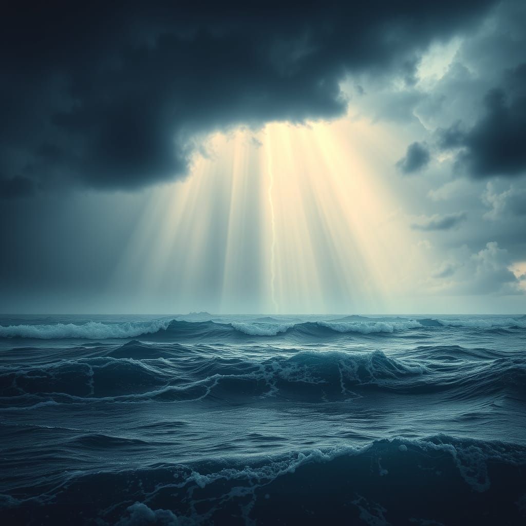 Surreal Stormy Ocean in Trippy Digital Art
