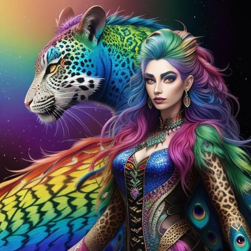 Woman with Rainbow Scales in Astral Illustration