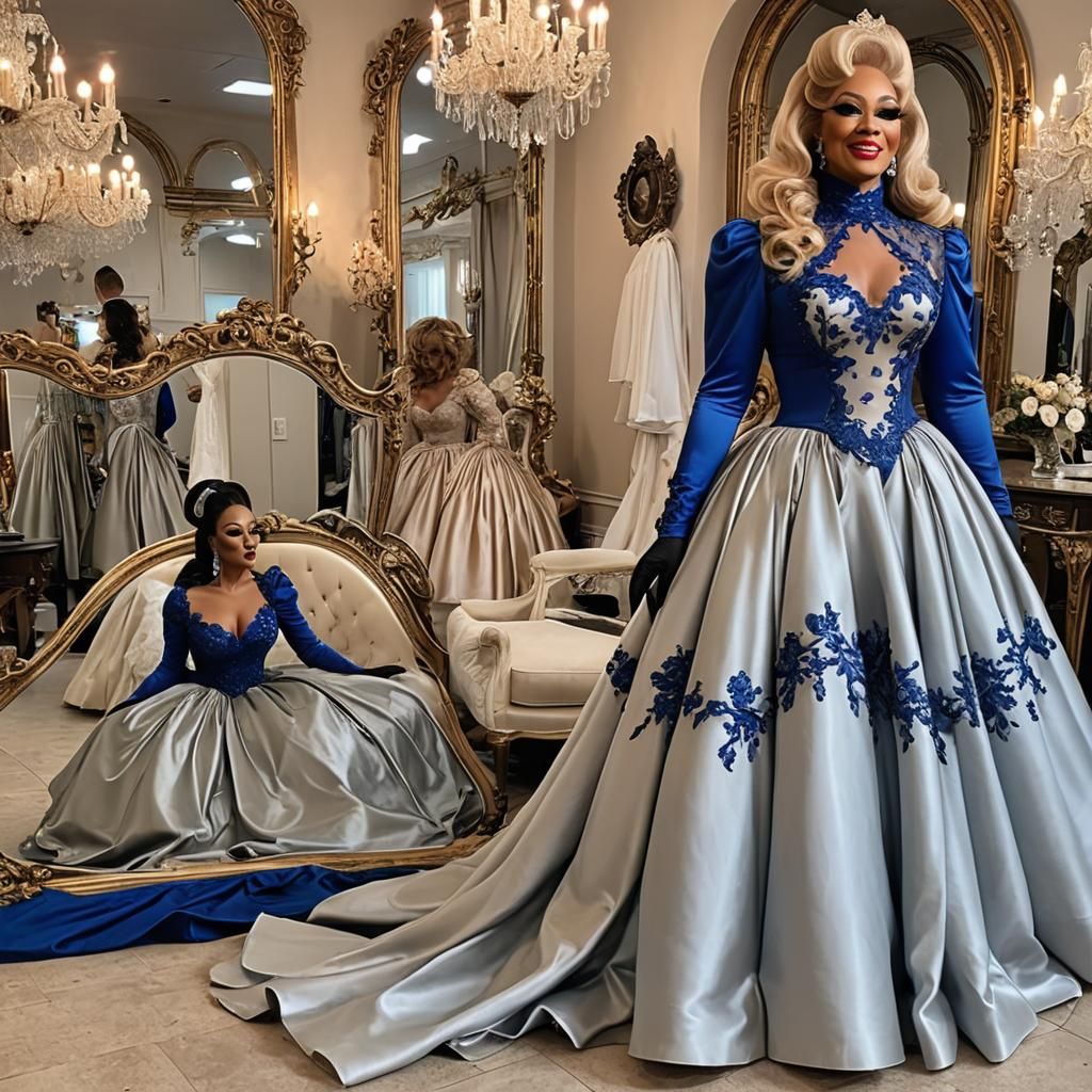 Extravagant Drag Queen in Satin Wonderland