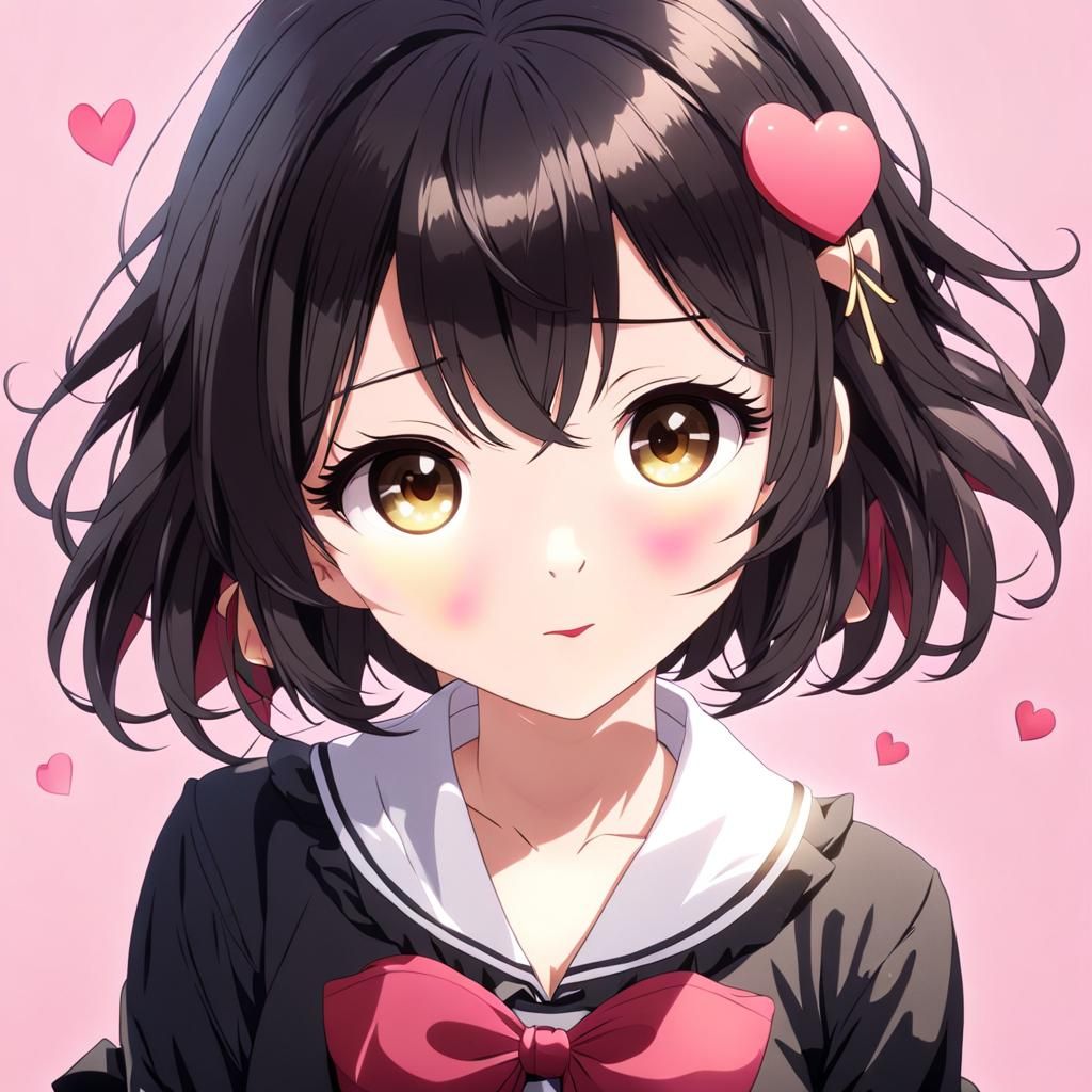 Anime Pretty Woman with Heart Eyes