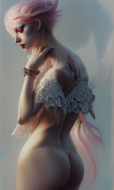 Succubus with Pink Hair in Digital Art Style