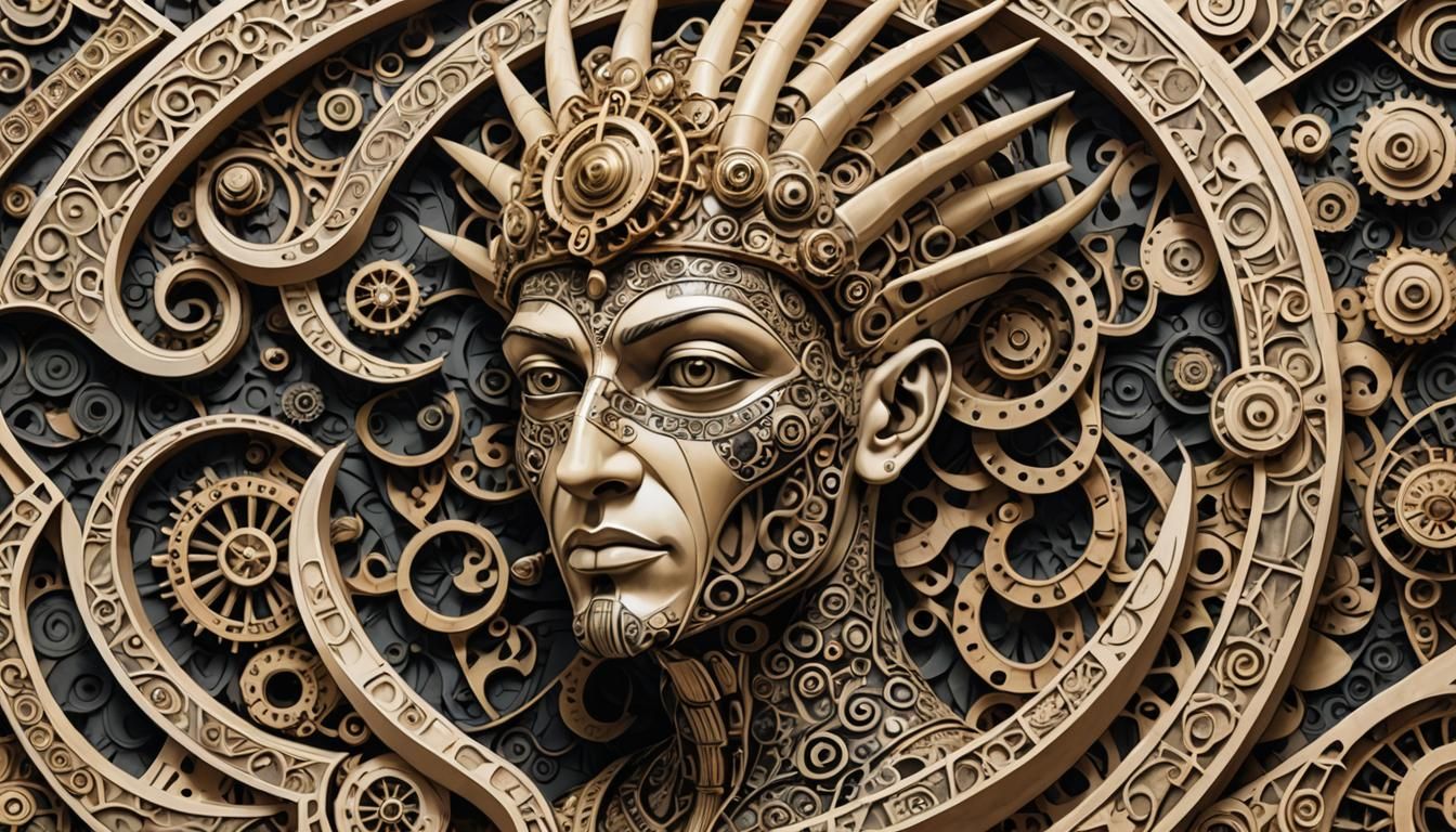 Egyptian God Emerges in Steampunk Surrealist Art