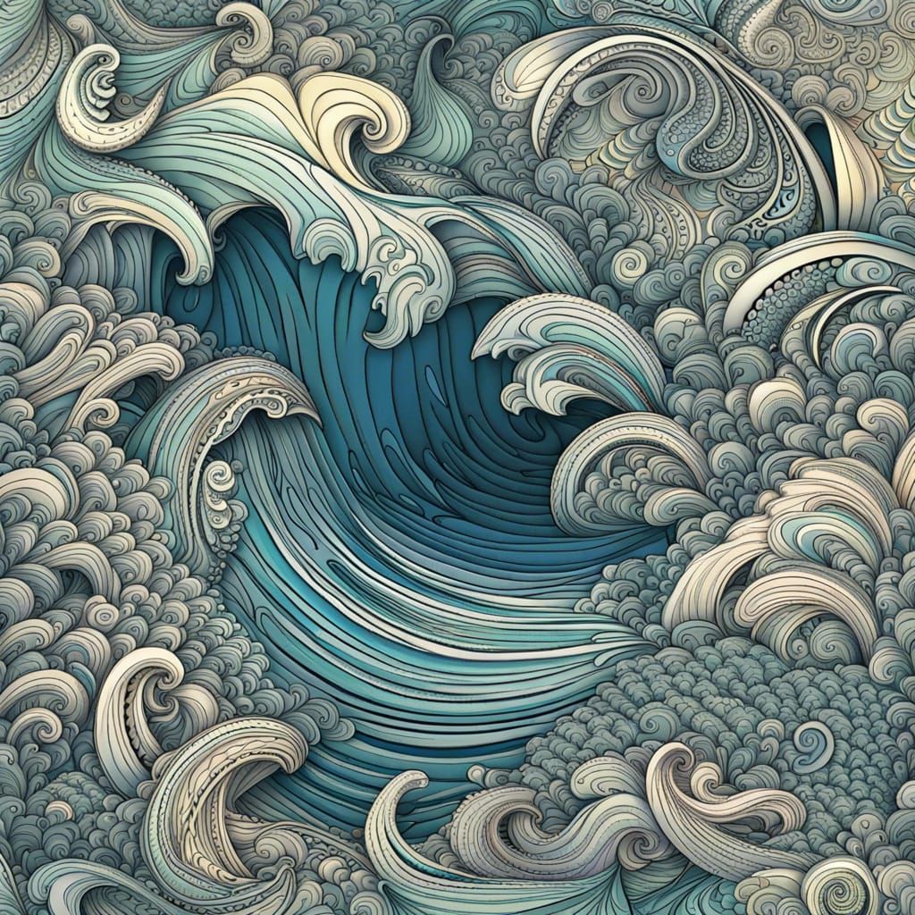 Paisley Ocean Under Cliffs: Abstract Fractal Art