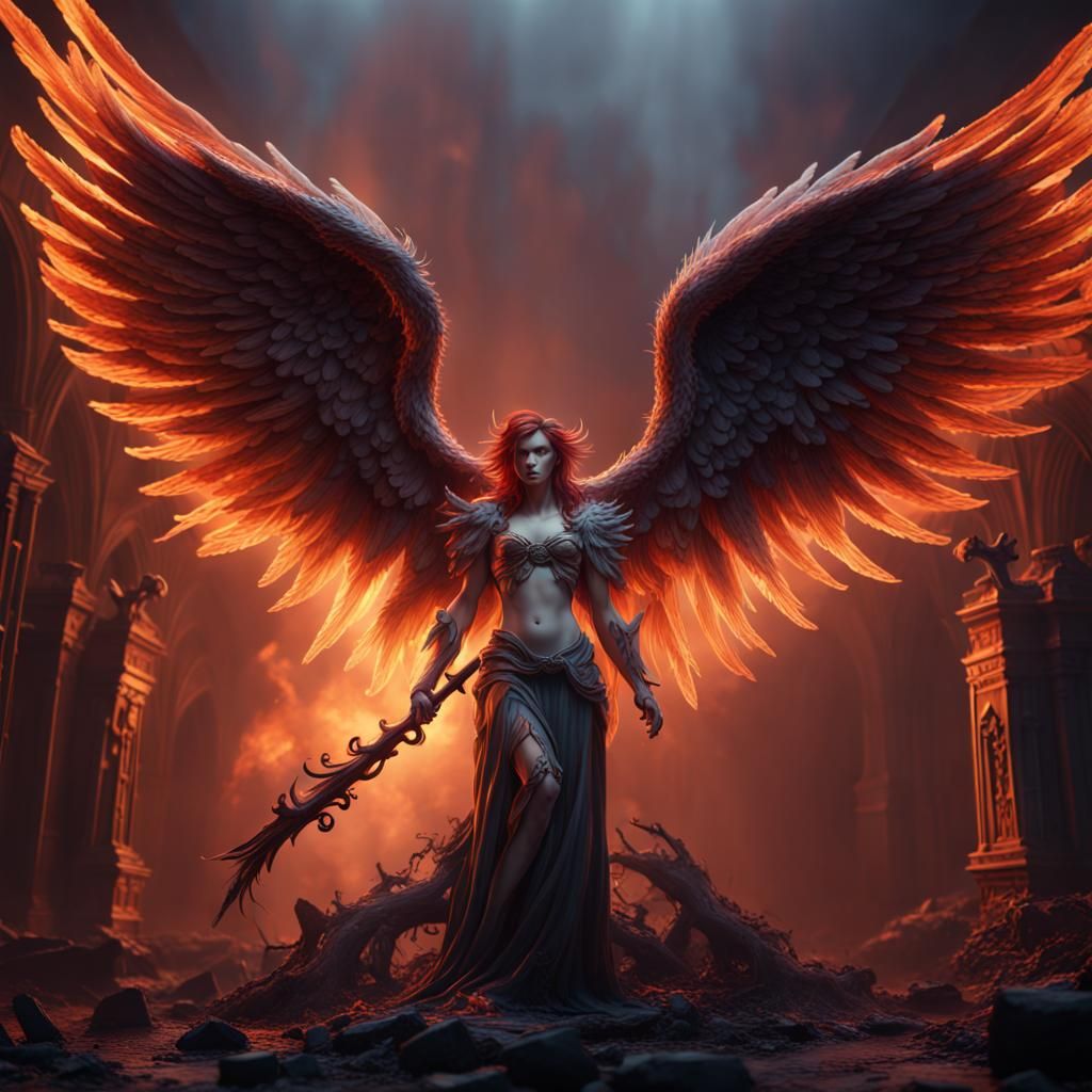 Fallen Angel Fantasy Concept Art in Deep Color