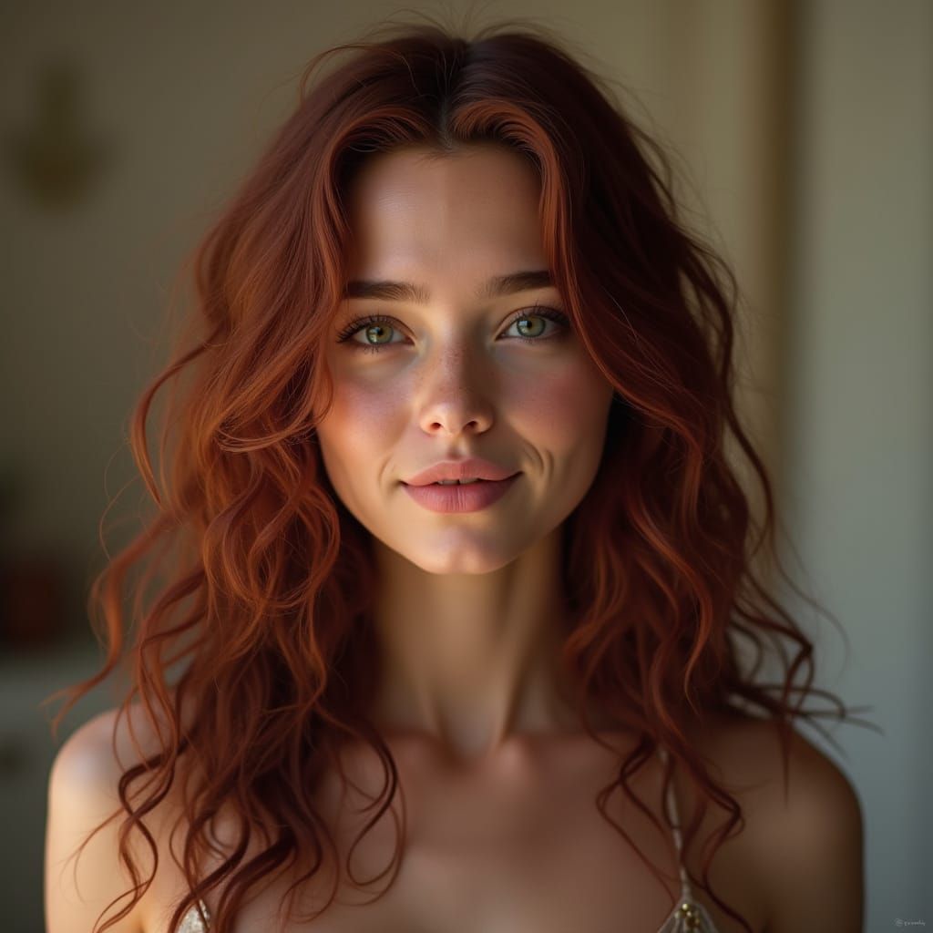 Photorealistic Portrait of a Young Woman with Red Hair